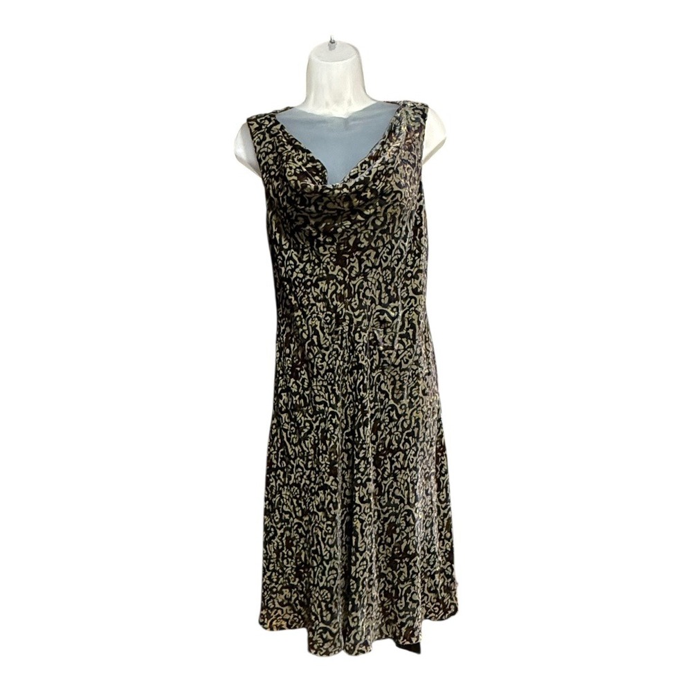 Peruvian Connection Cowl Neck Sleeveless Midi Dress Abstract Print Gothic Grunge
